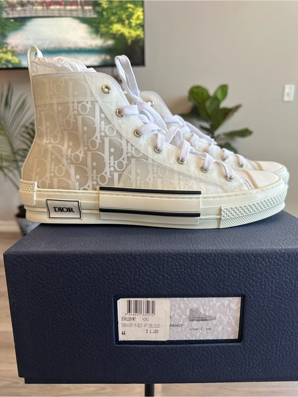 Dior Cream/Off-White Monogram High-Top Sneakers- Worn Once for a Photoshoot